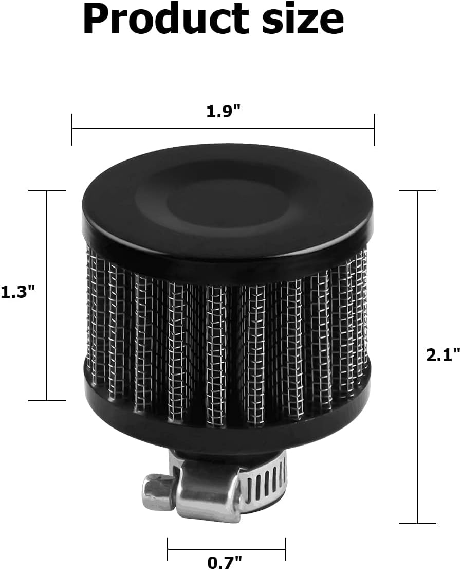 Air Intake Filter Breather, 0.47 Inch Universal Cold Air Filter, 12Mm Car Turbo Vent Air Intake Filter Cleaner, Crankcase Breather Compatible with Car and Motorcycle Engine Parts (Black) image number 6