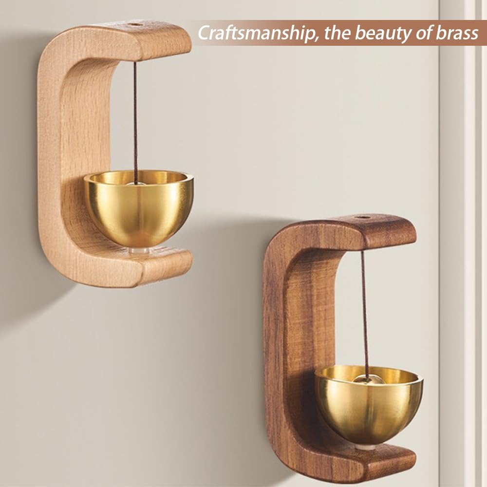 2PCS Shopkeeper Bell, Magnetic Wood Doorbell Wind Chime for Entrance, Easy Install with Golden Brass Bell, Compact Wood Style Bass Cute Reminder for Store Wardrobe Fridge image number 5