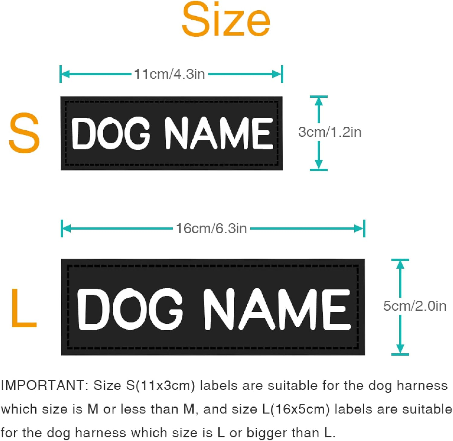 2PCS Reflective K9 Dog Harness Name Patch Tag Personalized PU Leather Dog Harness Tag Sticker Custom Dog Harness ID Tag Sticker,Pink,16X5Cm(6.3X2.0In) image number 2