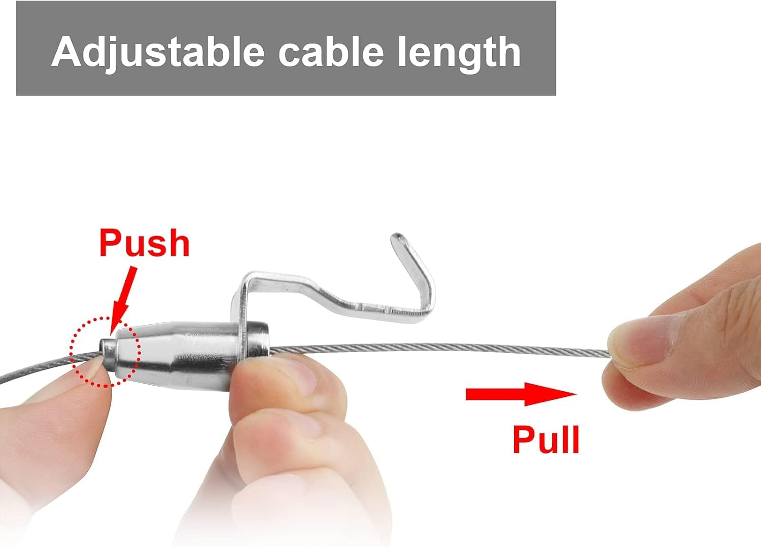 20 Pack Sturdy Picture Rail Hanging System, 66 Lb (30 Kg) Max Load Capacity, Adjustable Wire Hooks Kit, 3Ft (1 M) Length Cable with Loop, Frames Display Kit, Picture Hanging Kit(Silver) image number 3