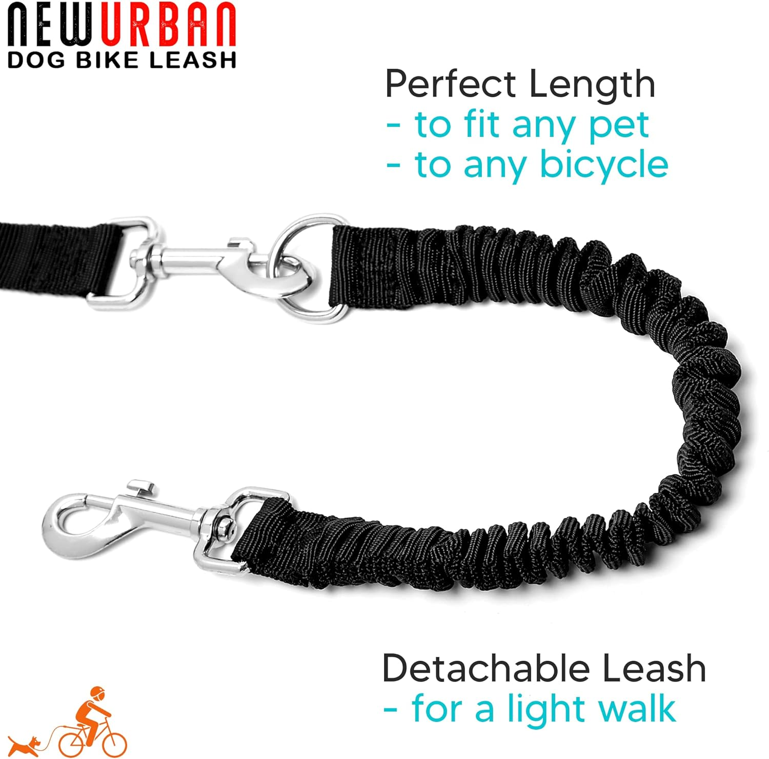 NEWURBAN - Dog Bike Leash - Easy Installation Removal - Hand Free Dog Bicycle - Exerciser Leash - for Exercising - Training Jogging - Cycling and Outdoor - Safe with Pets.R Large Walky plus Biking - Black image number 7