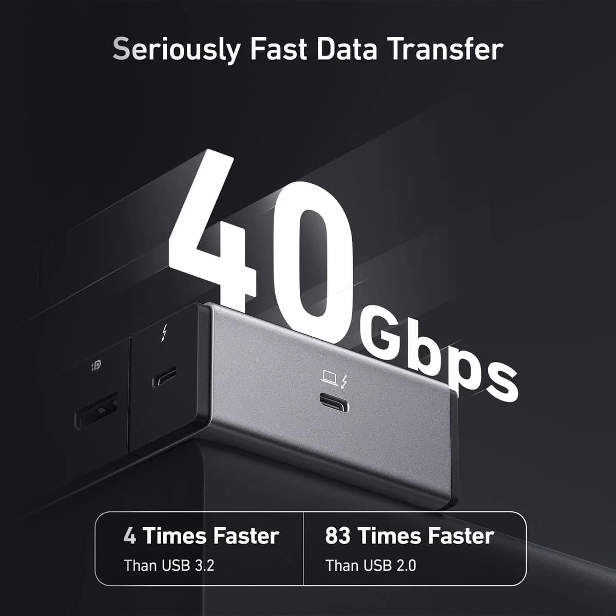 Anker 778 Thunderbolt Docking Station (12-In-1, Thunderbolt 4), 40 Gbps with Max 100W Charging for Laptop, Single 8K, Quad 4K Display, Ethernet, 6 USB Ports for Dell, HP Laptops and More(Gray) image number 2