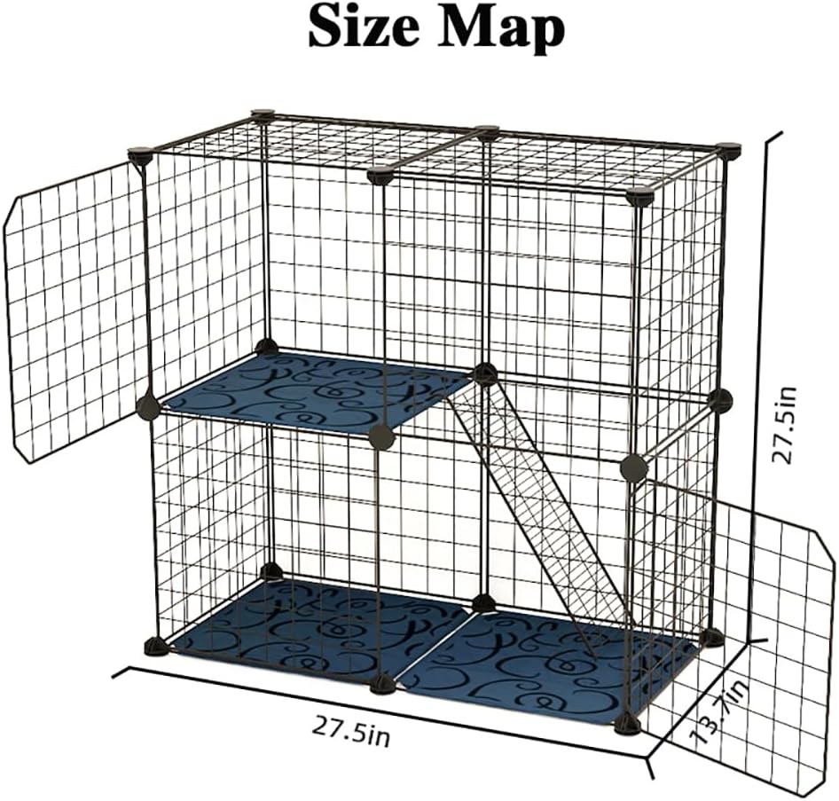 Ricjurzzty Cat Cage Indoor DIY Pet Playpen Detachable Metal Small Animal Cage Wire Ferret Cage Indoor Cat Kennels for Kitten Puppy Bunny (2 Tier) image number 4