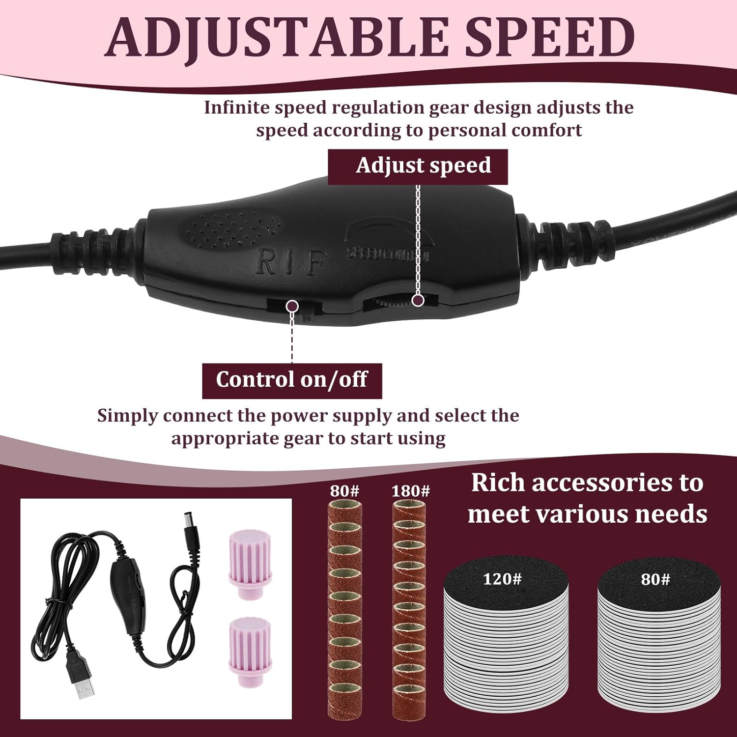 Aluminium Alloy 2 in 1 Electric Callus Remover, Adjustable Speed Foot Grinder with Ergonomic Handle Labor Saving for Body image number 2
