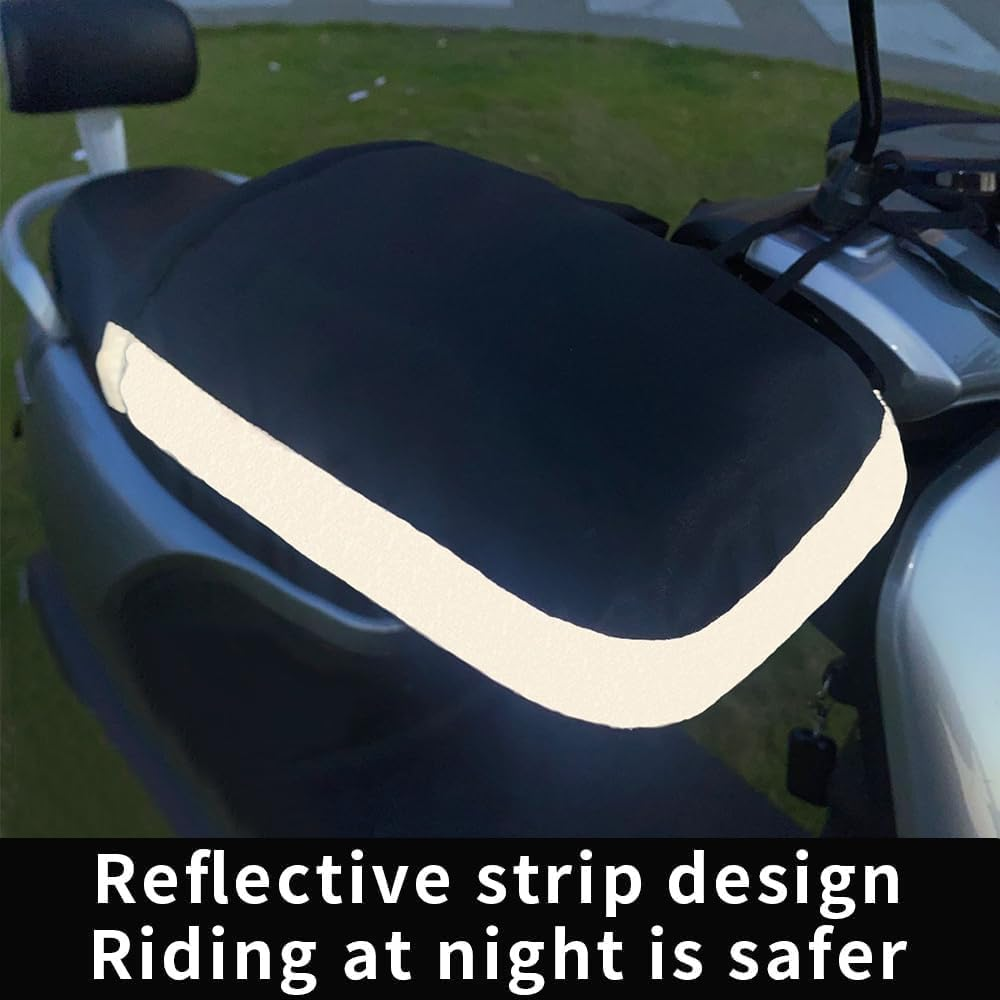 B-Qtech Winter Scooter Gloves, Motorcycle Hand Warmers, Winter Thickened Plush Handlebar Cover, Waterproof & Windproof Warm Gloves with Reflective Stripes image number 2