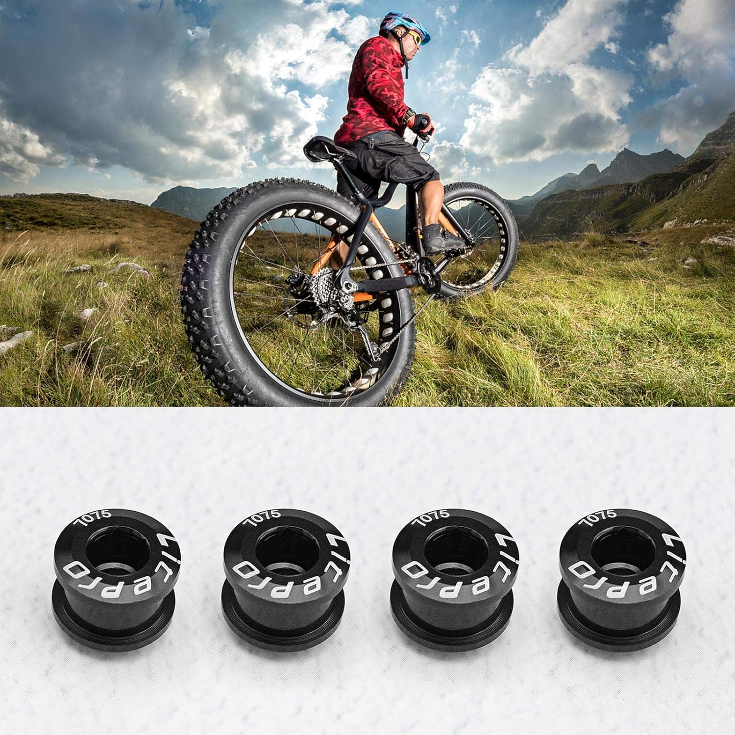 SING F LTD 5Pcs M8 Single Chainring Bolts Kit 7075 Aluminum Alloy Chainwheel Bolts & Nuts Cycling Disc Screws for Road Bike Mountain Bike BMX MTB image number 5