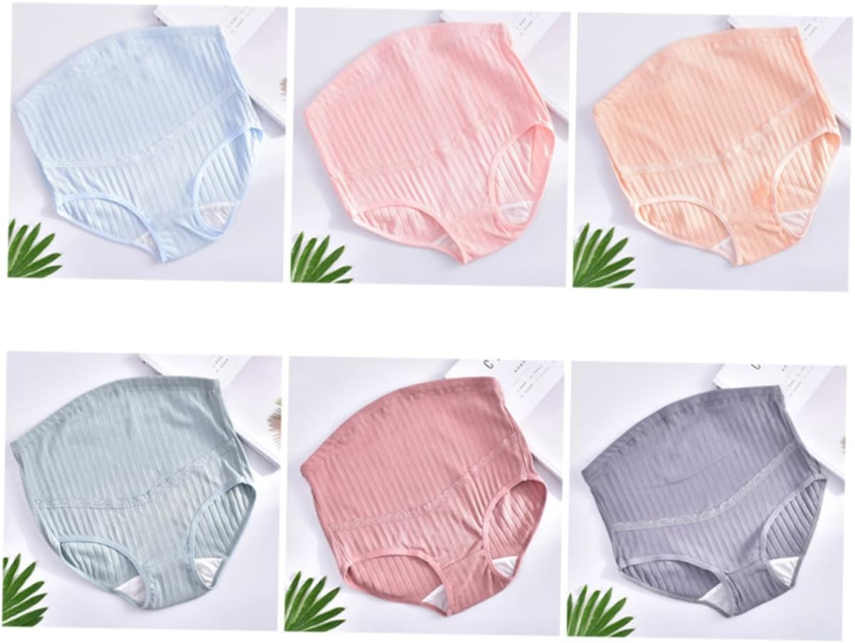 3Pcs Cotton Maternity High Waist Panties Adjustable Stomach Lift Nursing Underwear for Pregnant Women Soft Breathable Supportive Splice Design Pale Skin Blackish Green image number 6