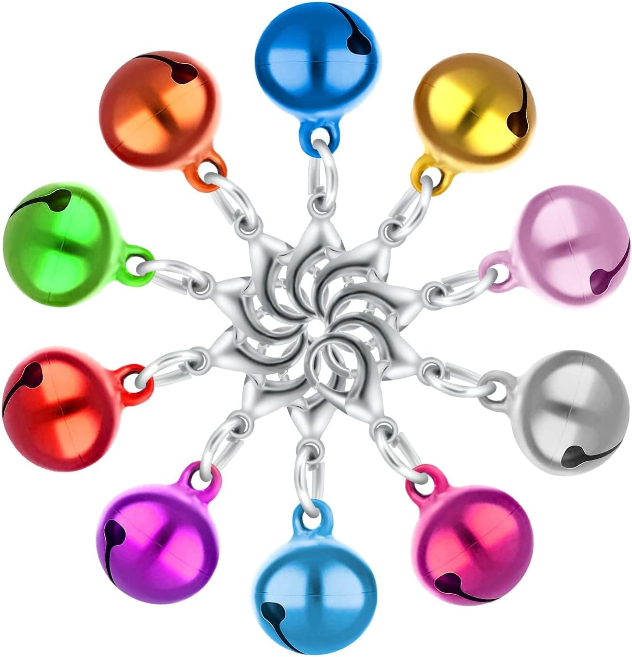 12 Packs Dog Cat Bell for Collar with Loud Crisp Sound, Metal Jingle Bells with Lobster Clasps, Chrome Plated Colourful Pet Collar Charms for Tracking, Keychain Decor (Random Colors) image number 4