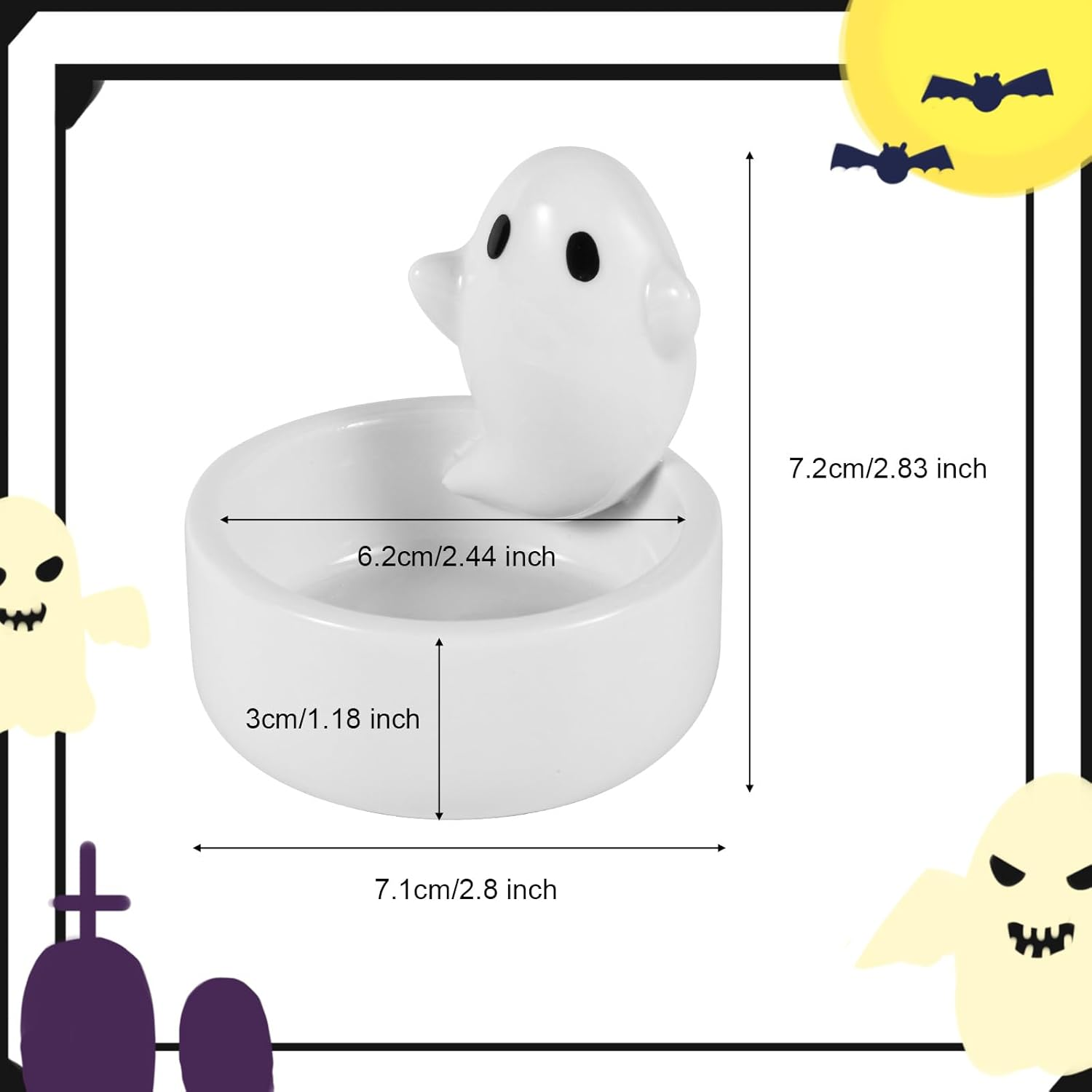 Ghost Candle Holder, White Ceramic Candlestick Cartoon Cute Ghost Figurines Scented Candle Holder for Girls Women Halloween Birthday Gift Home Table Decoration