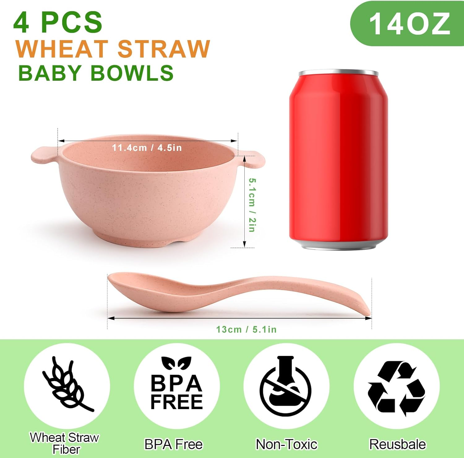 Shopwithgreen Wheat Straw Bowls Set Small Multicolor image number 2