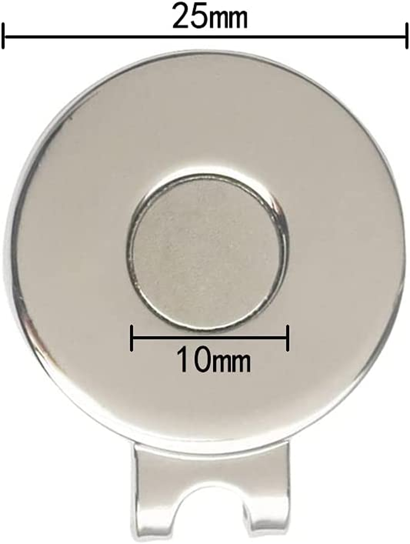 Magnetic Golf Hat Clips, 2PCS Alloy Golf Ball Aiming Marker Golf Bag Cap Belt Accessories (Silver) image number 3