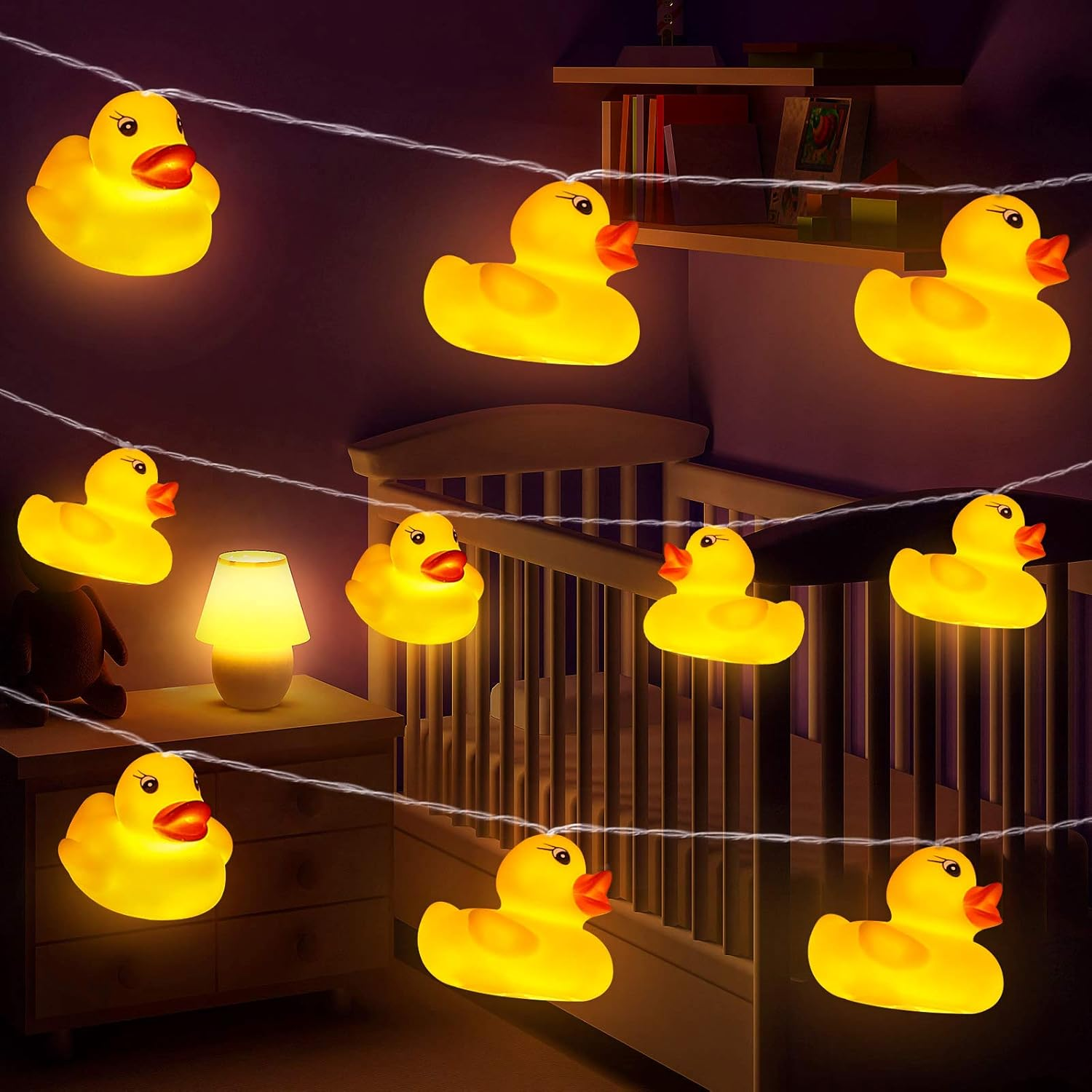 10 LED Children'S Room LED String Lights for Holiday Wall Window Tree Decorative Party Yard Garden Kids Bedroom Living Dorm Uses Squeeze Sound Squeaky - Duck image number 6