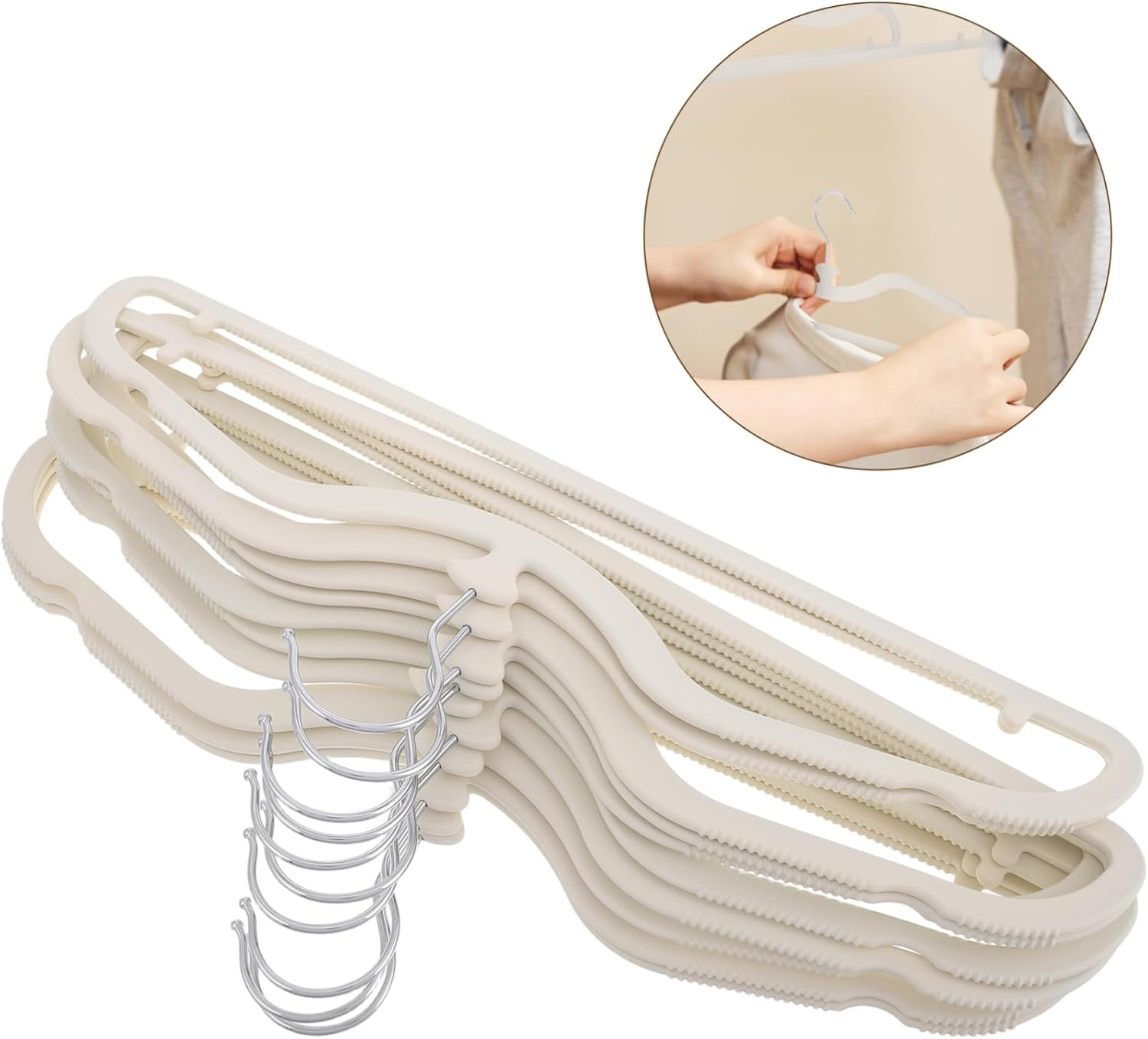 SOLUSTRE Clothing Rack Shelves 10Pcs Silicone Hangers Nonslip Mark-Free Mini Hangers for Wardrobe Organization