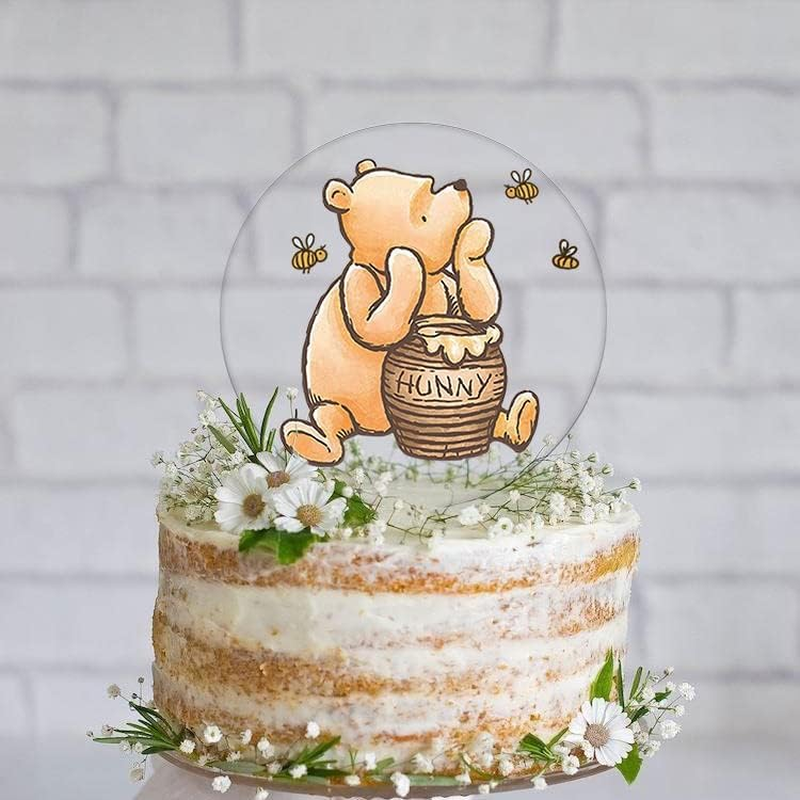 Winnie Cake Topper Welcome Baby Acrylic 5Inch Cake Toppers Cupcake Toppers Classic the Pooh Baby Shower Decorations Winnie Birthday Party Supplies image number 5