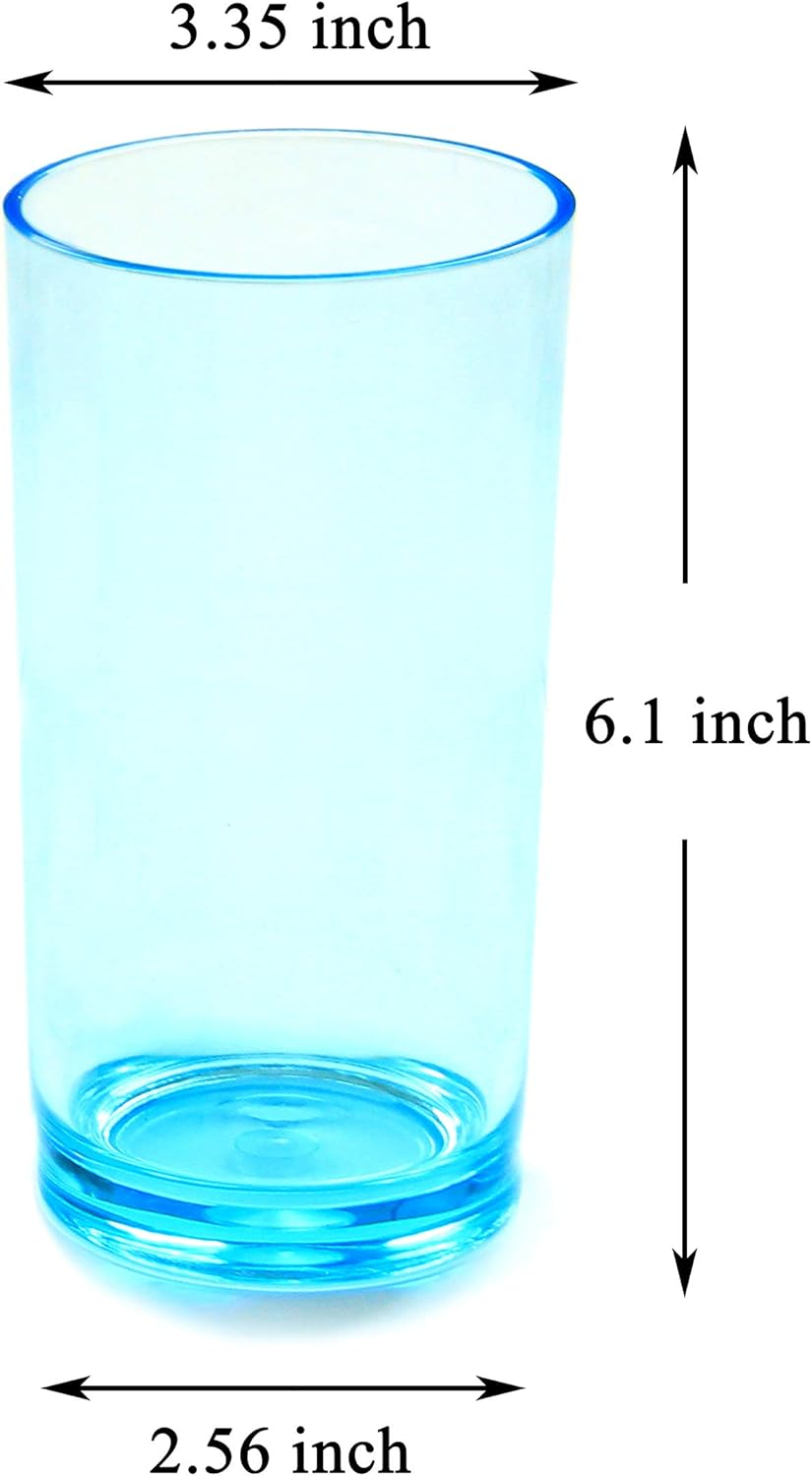 Youngever 8 Pack 500ML Plastic Water Tumbler, Set of 8, Plastic Glasses, Re-Usable Plastic Cups, Unbreakable Glasses, Plastic Tumblers (4 Colors) - 12 Ounce image number 4