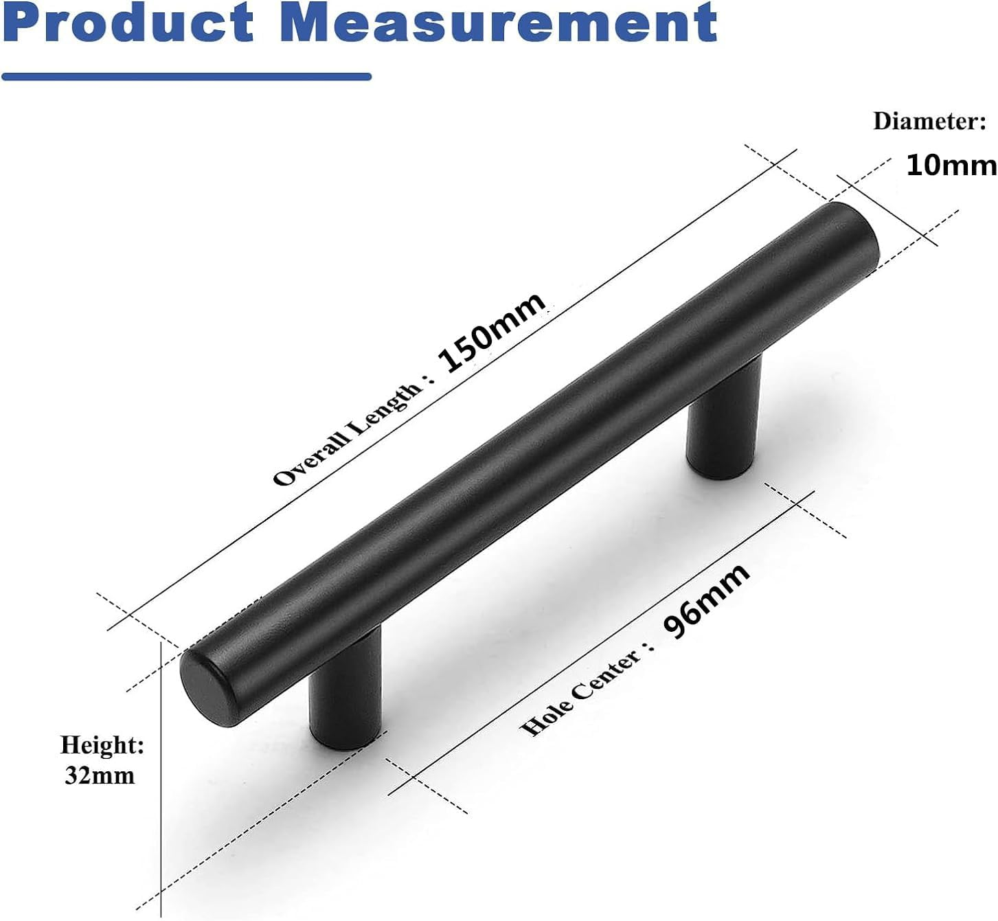 10 Pack Cabinet Pulls Matte Black Stainless Steel Kitchen Drawer Pulls Cabinet Handles 6&rdquo;Length(Black) image number 4