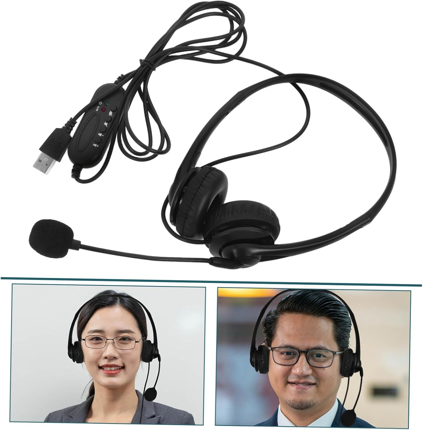 Uonlytech Noise Cancelling Headphone with Microphone for Office Use Professional Computer Headset with Cvc6.0 Noise Reduction and Mute Function for Call Centers and Students in Black image number 6