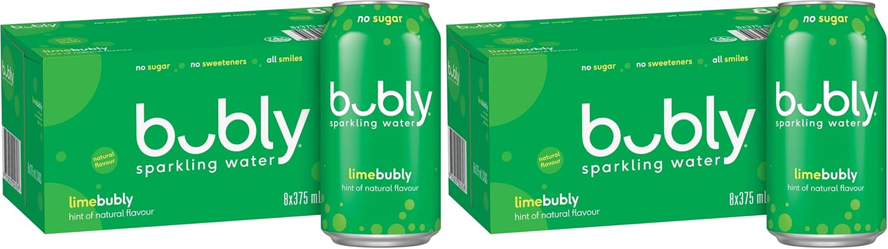 Bubly Lime Flavoured Sparkling Water Can 375 Ml (Pack of 8) image number 1