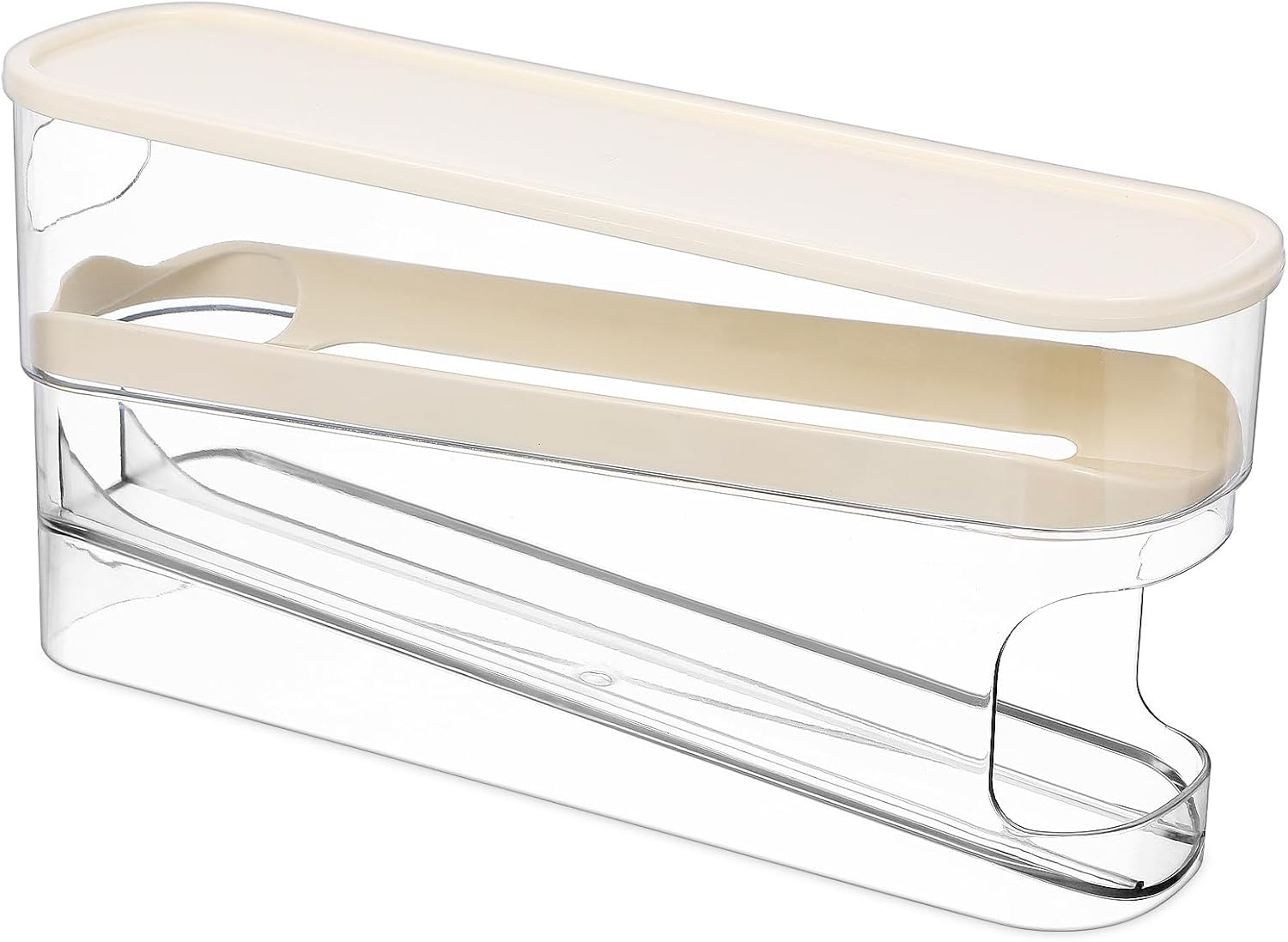 GAROZATION Egg Container Roller Dispenser with Lid Double Deck Refrigerator Door Shelf Storage Kitchen Egg Organizer Box for Home Food Storage