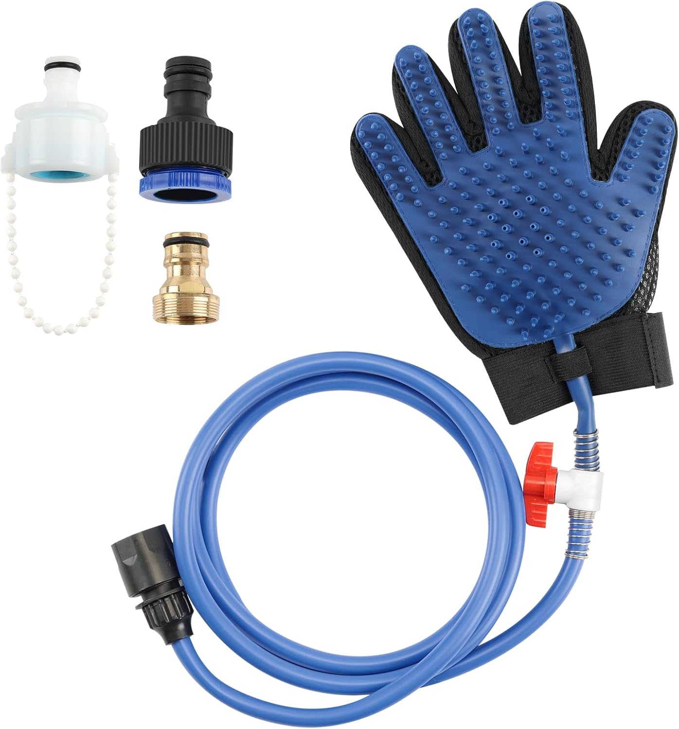 KECUSIN Pet Shower Sprayer, Dog Shower Attachment, Adjustable Spray Head with Massage Glove Style, Both Brush and Wipes, Dog Bath Tool Contains 88" Flex Hose, Two Indoor & Outdoor Faucet Adapters image number 3