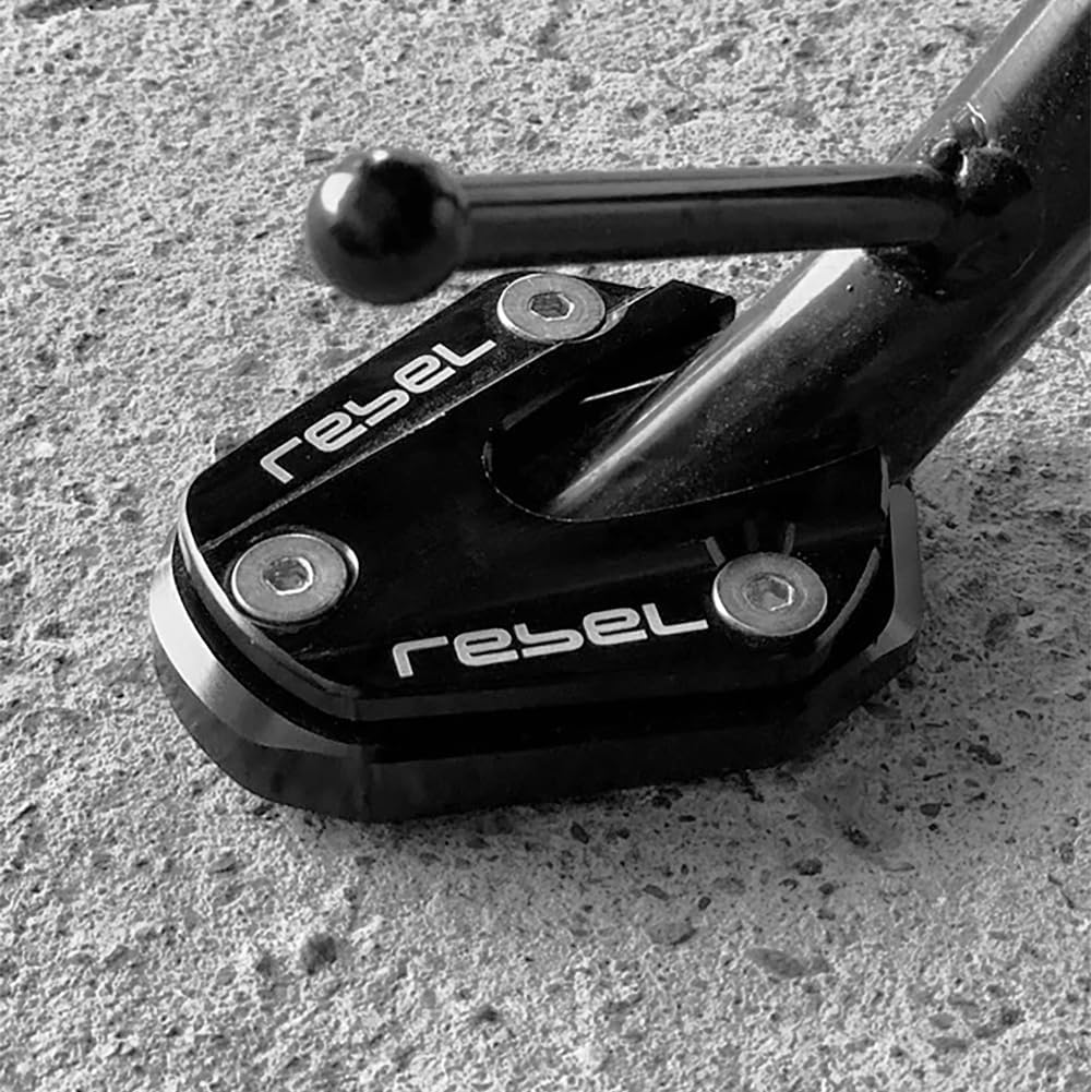 WOOGA Motorcycle Kickstand Pad Compatible with Ho&Nda Rebel CMX 250 CMX 300 CMX 500 2017-2024 Side Stand Foot Extension Enlarger Plate Support CNC Foot Extension Plate (Black) - Red image number 3