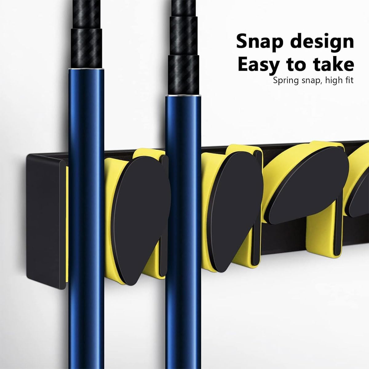 AIMALL Fishing Rod Rack, Holds 6 Rods, Snap - Design Spring Clips, 12.4&times;2.5&times;1.8In, Vertical/Horizontal Mount, Plastic Bracket for Tackle Storage - Yellow image number 1