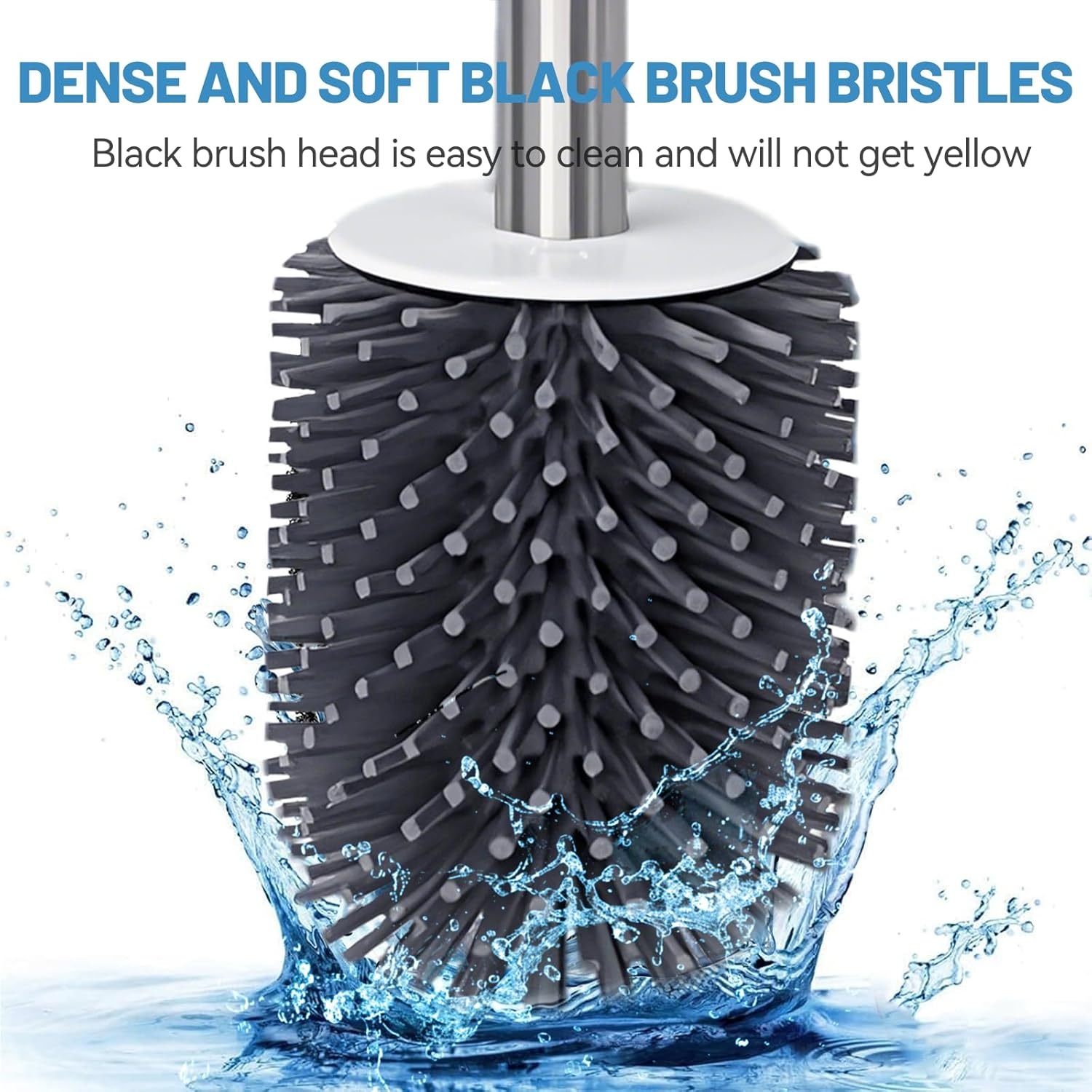 Toilet Brush Set - Toilet Bowl Brushes and Holders for Bathroom, Durable Toilet Cleaner Brush Scrubber for Deep Cleaning with Silicone Bristles, Ventilated Holder - White image number 2