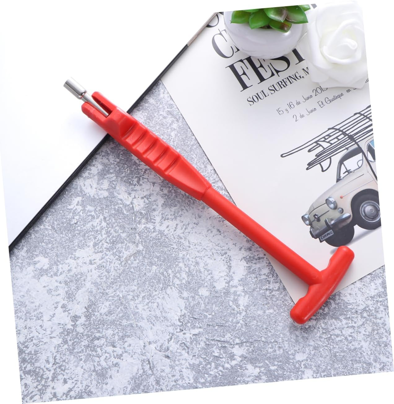 Beatifufu Valve Tool Kit for Automotive Tyre Mouth Repair Tool Plastic Handle Nonslip Steel Shaft Easy Installation Removal image number 6