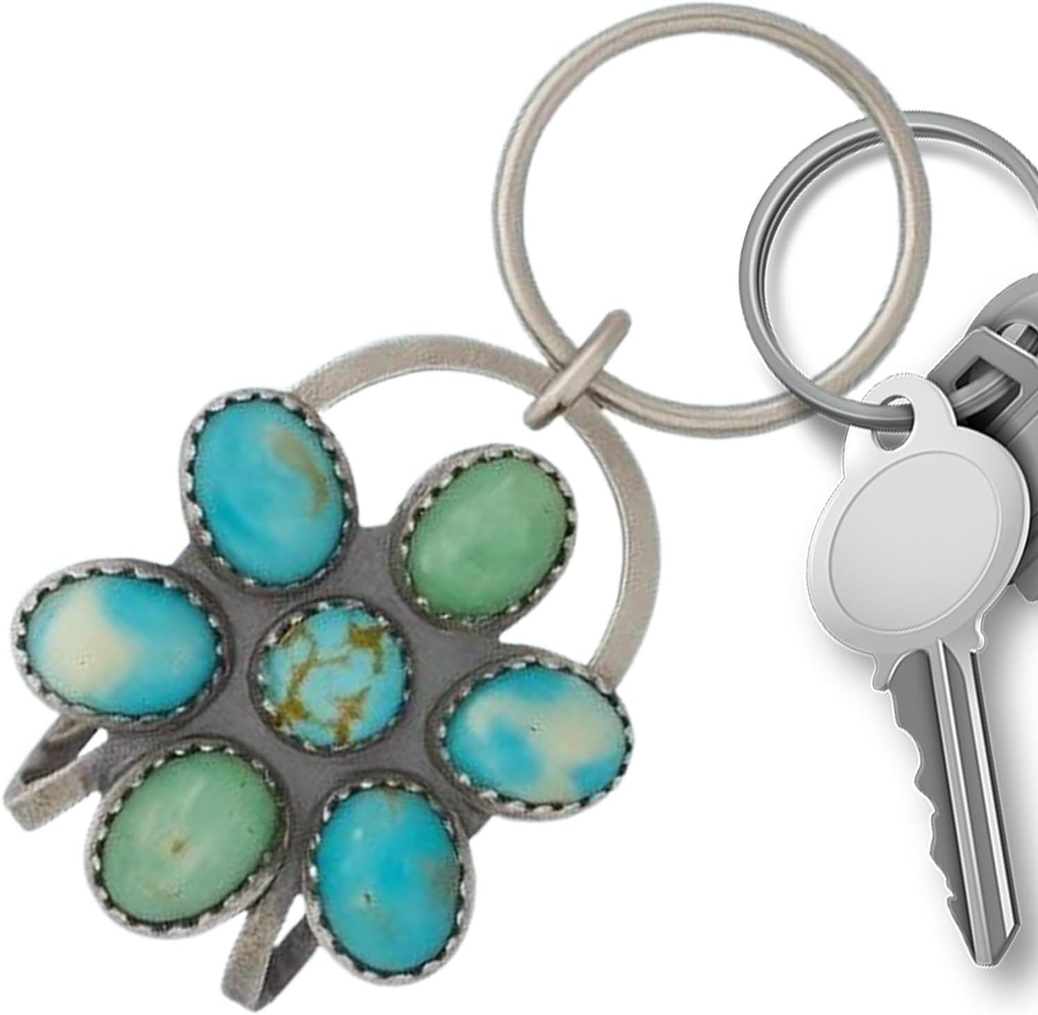 Turquoise Bag Clip for Purse | Bohemian Key Ring with Clip,Women Bag Accessory for School Desk Travel Daily Offices Car Jeans Birthday Party image number 5