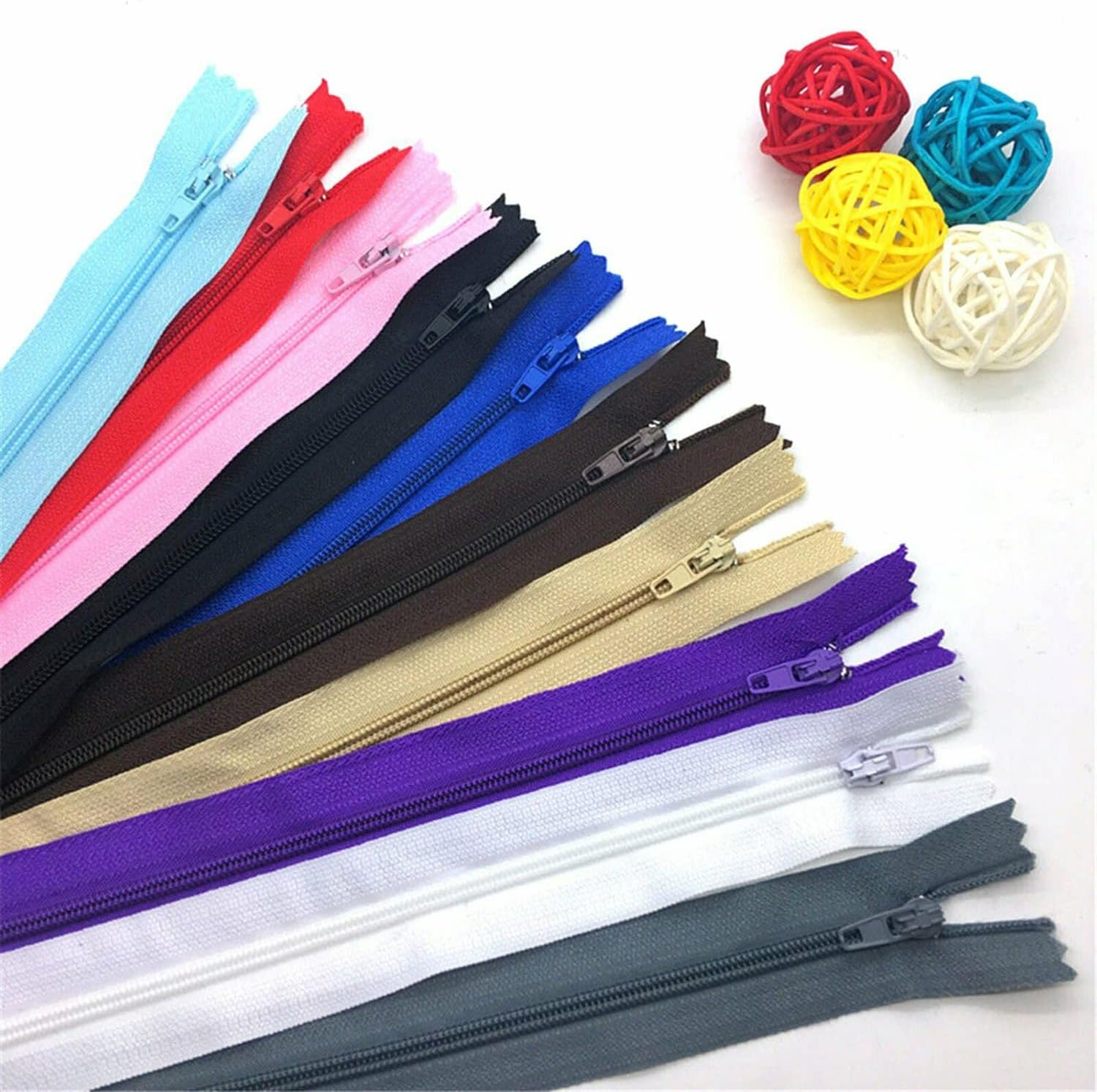20Pcs Closed End Nylon Coil Zippers Tailor Sewer DIY Craft Sewing Colorful Sewing Zippers Supplies for Tailor Sewing Crafts 20Cm (Black) - Black image number 5