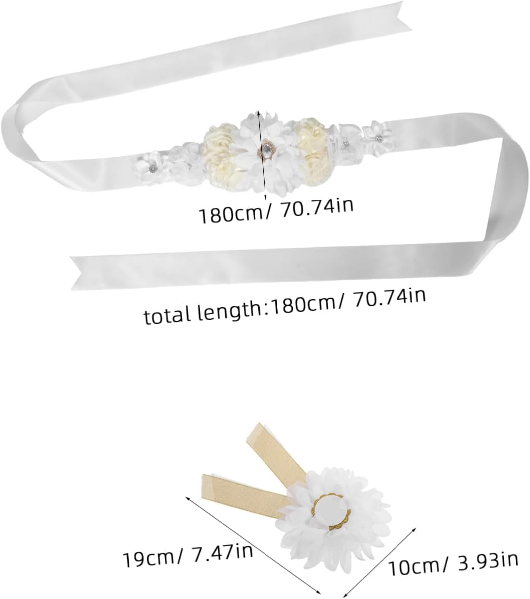 UPKOCH Adjustable Floral Maternity Sash Belt for Shower and Bridal Party Soft Breathable Pregnancy Support Band Reducing Lower Back Pressure Elegant Decorative Flower Belt for Expecting image number 2