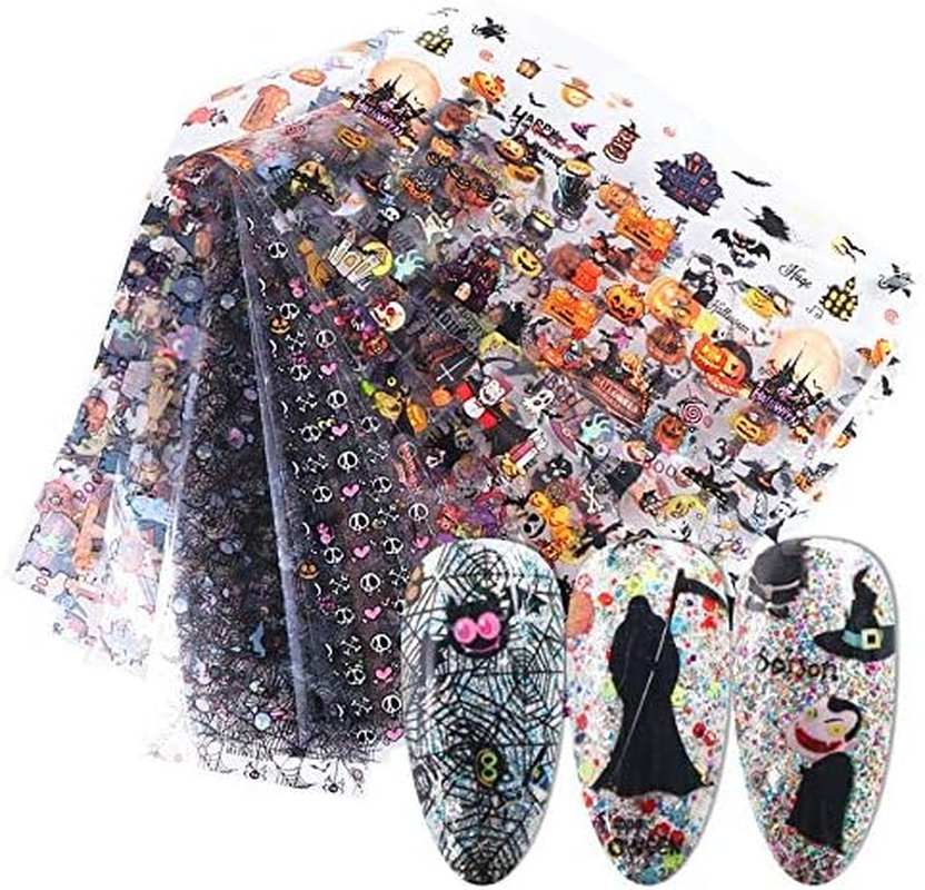 10Pcs Colorful Patterns Nail Art Sticker Mixed Halloween Style for Manicure Tools Nail Art Stickers Decals 20X4Cm Zhengpingpai image number 1