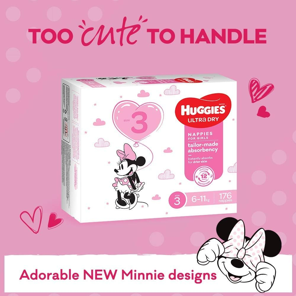 Huggies Ultra Dry Nappies Girl Size 3 (6-11Kg) 1 Month Supply 176 Count image number 6