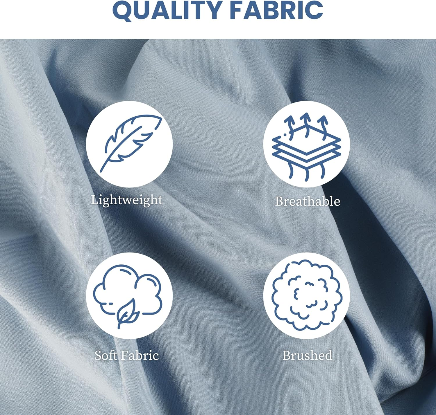 Simple Deluxe Queen Size 4 Piece Sheet Set, Lightweight Super Soft Easy Care Microfiber - Comfy Breathable, Cooling Bedding Sheets with Deep Pocket, Shrinkage and Fade Resistant, Hotel Luxury, Blue image number 5