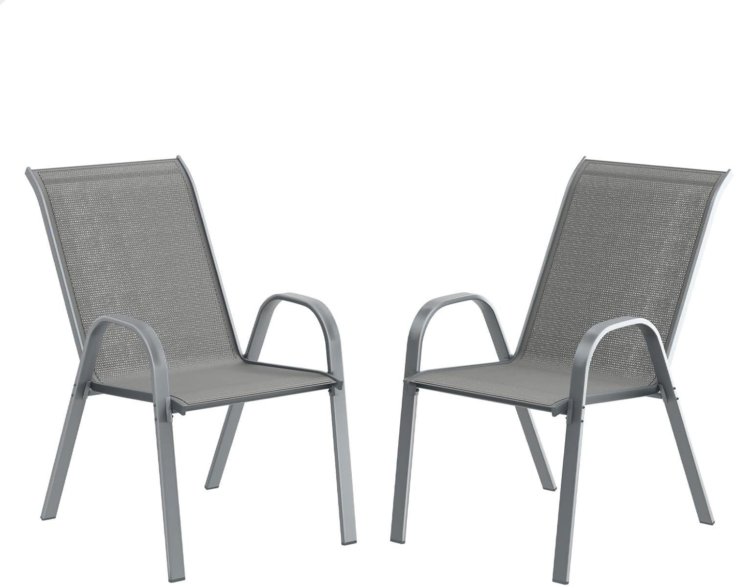 ALFORDSON Outdoor Patio Bistro Chairs 2 Pcs Uv-Resistant PE Wicker, 2X Stackable Outdoor Lounge Chairs with Metal Frame for Conversation Set Coffee Table, Grey image number 5