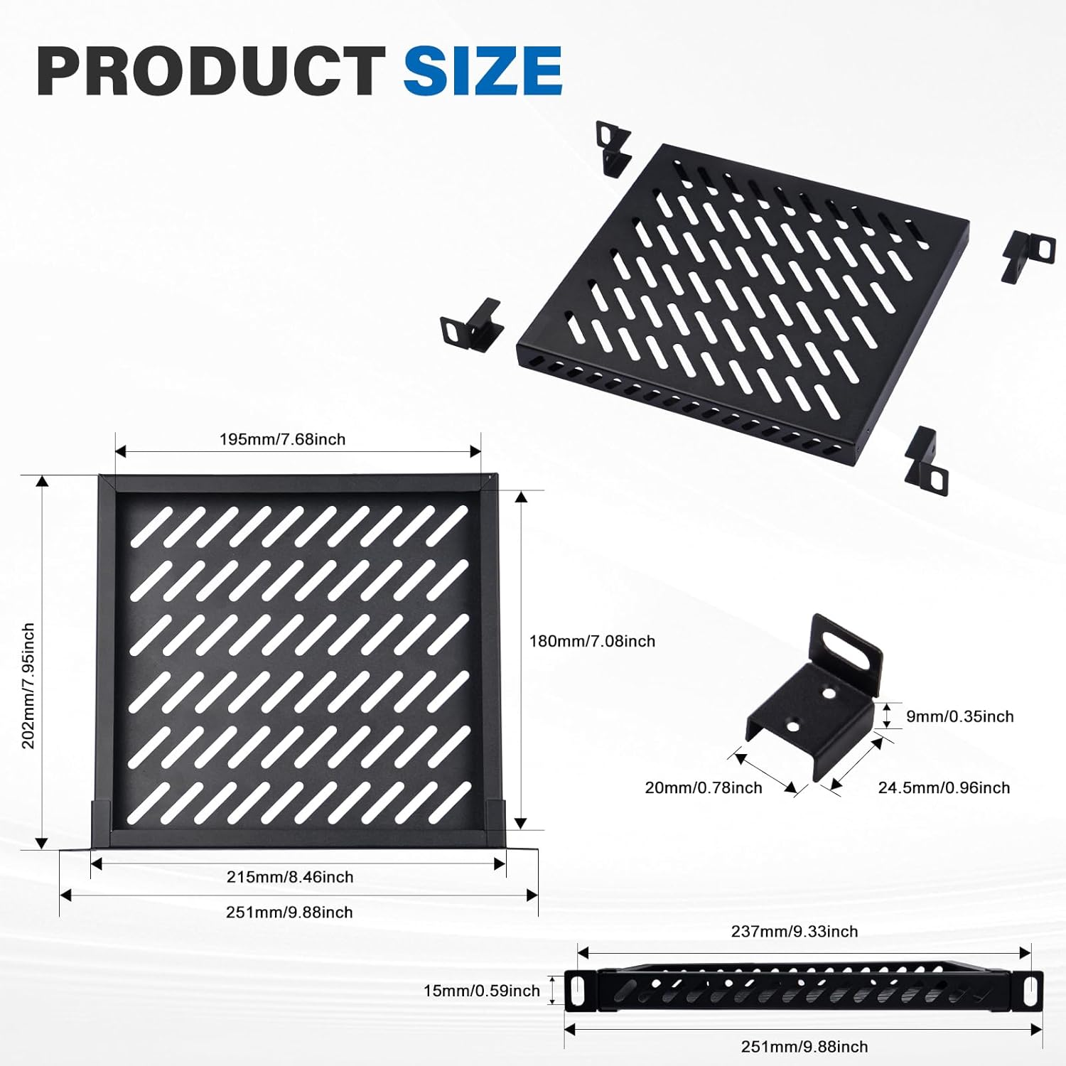 Geeekpi 0.5U Heavy Duty Server Rack for Deskpi Rackmate T1/T0 Server Rack and 10" Network Cabinet Server Rack, Perforated Design, 25Kg Load Capacity, Black image number 5