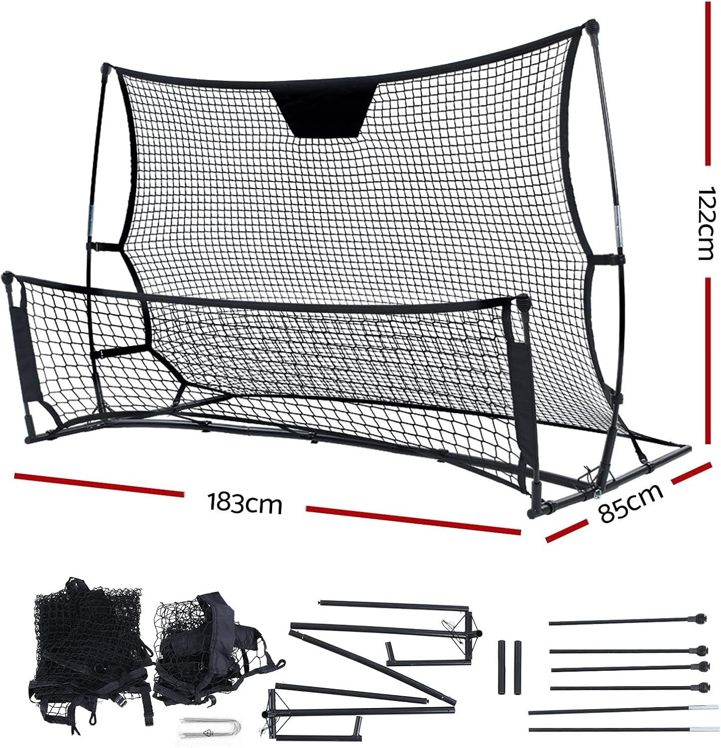 Everfit Soccer Net, 1.2M Wide Portable Rebounder Football Goal Nets Practice Sports Training Netting Screen Backyard Indoor Outdoor Camping Equipment, with Carry Bag Lightweight Black image number 6