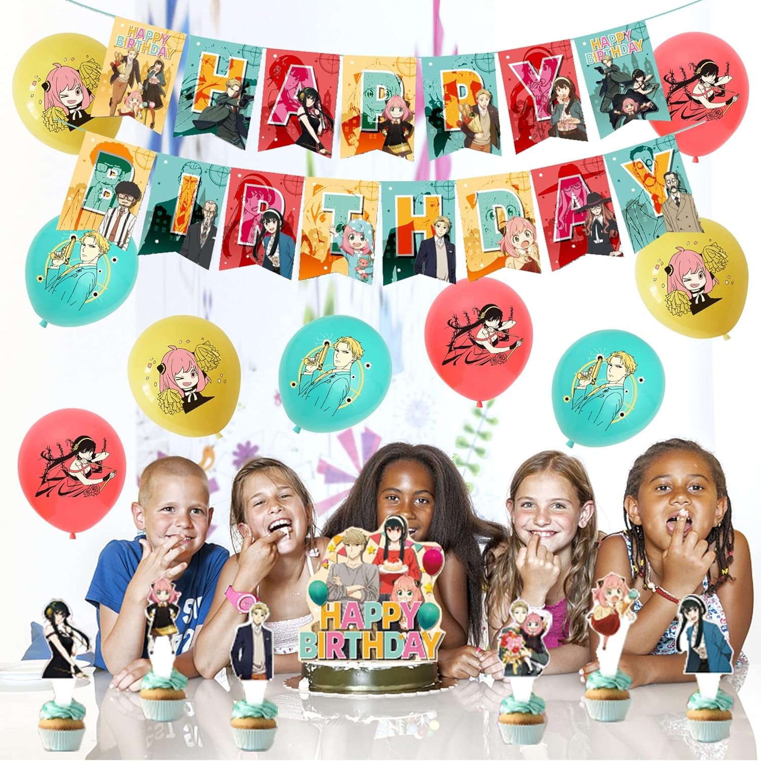 Party Supplies Spy Family Cake Topper Spy Family Birthday Decorations Spy Family Balloons Spy Family Birthday Cake Decorations Spy Family Birthday Banner Spy Family Party Decorations image number 5