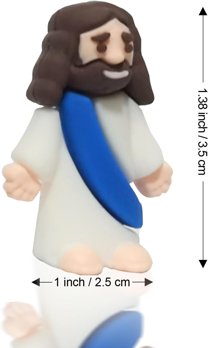 50 Pcs Mini Jesus Figurines Toys, Religious Jesus Party Favors Doll Miniature Savior Figurines for Christ, Tiny Jesus Figurine Gift Toy for Easter Egg Stuffers (Blue) - Blue image number 6
