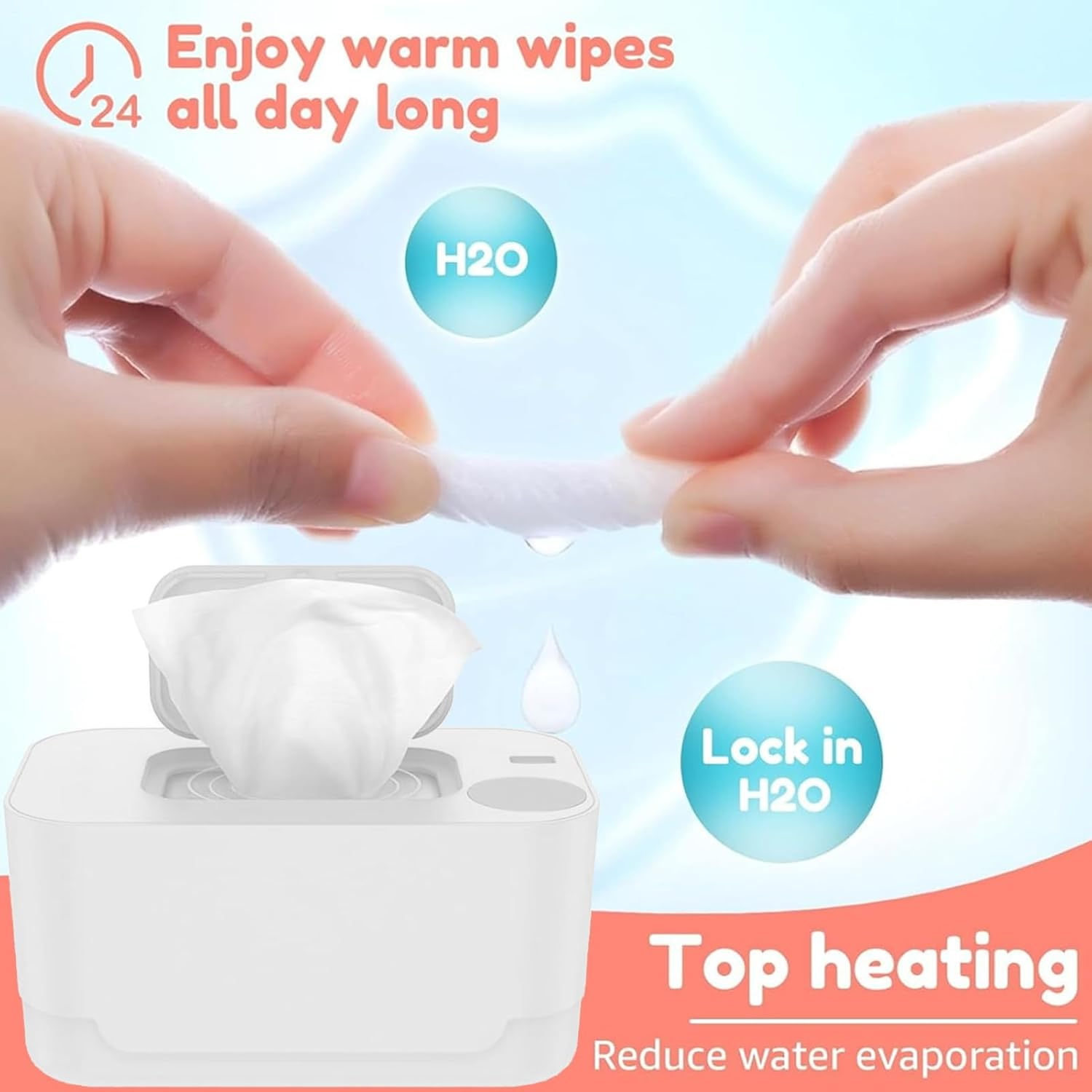 Baby Wipe Warmer Dispenser - Even Heating Baby Wipes Warmer Dispenser for Home Use,Portable Space-Saving Diaper Heater Holder Case for Living Room