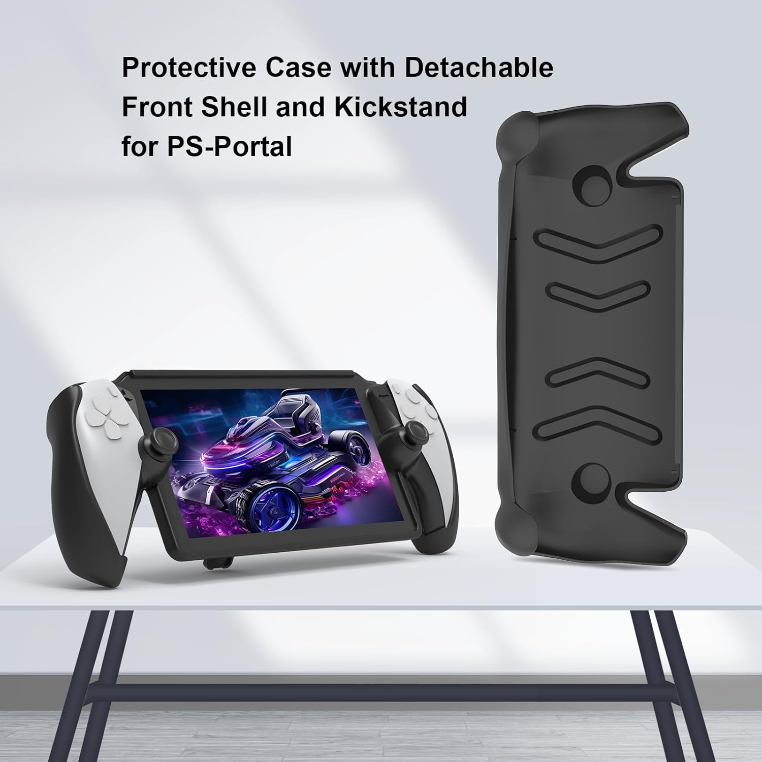 Protective Case Compatible with Playstation Portal,Hard Cover Shell and TPU Back Case with Adjustable Kickstand for PS Portal (Black) image number 4