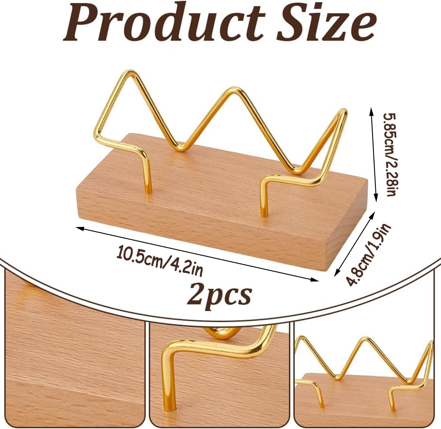 2 Pcs Wood Business Card Holder for Desk, Business Card Organizer, Wooden Business Card Display Stand Postcard Holder, Tabletop Display Stand for Office Home (W) - B image number 3