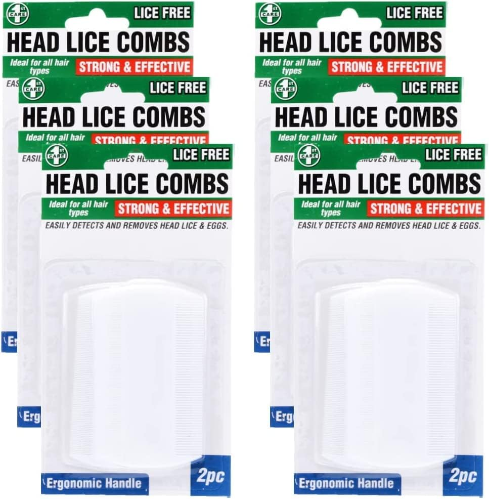 [12PCE] 1St Care White Head Lice Combs, Easily Detects and Removes Head Lice & Eggs, Prevent the Spread of Lice, Double Sided Design image number 1