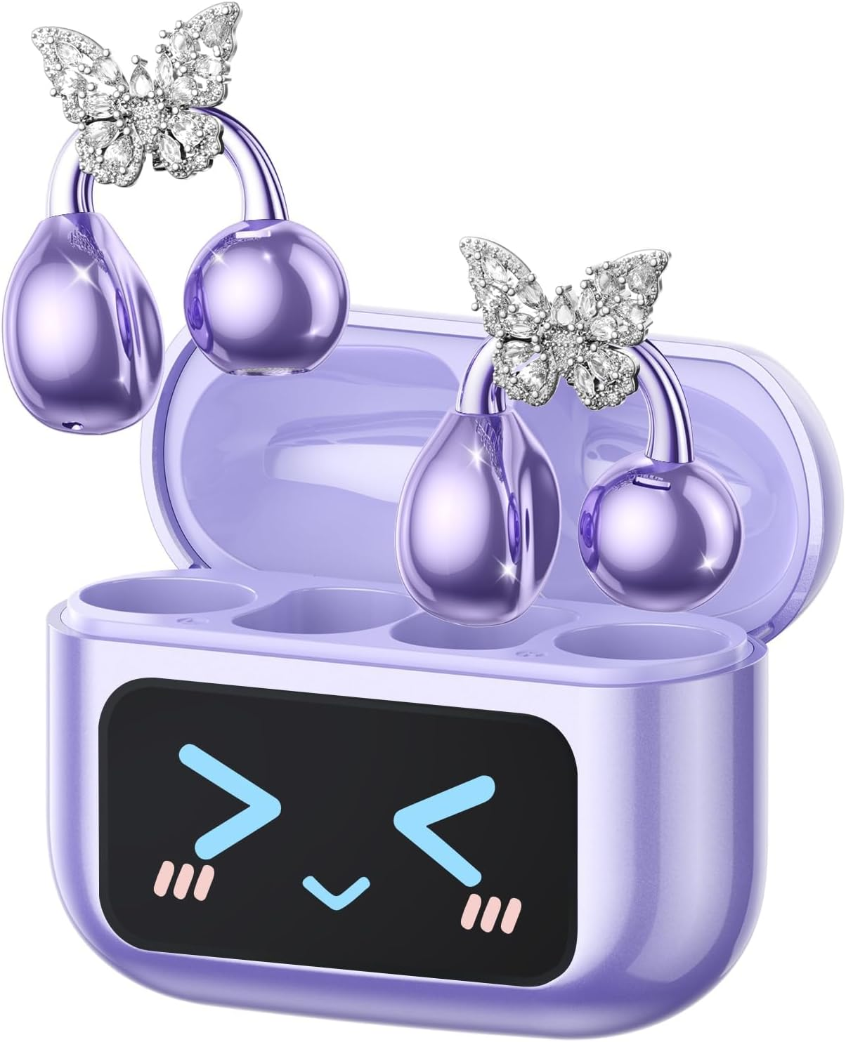 2 Pack Clip & 1 Pair Earbuds Wireless with Display Charging Case with Touch Control LED Screen Noise Reduction Ear Headphone for Running Workout Calling Lossless Hifi Sound Quality