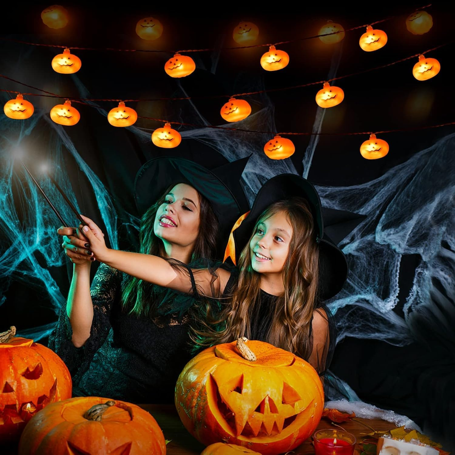 Halloween Pumpkin Lights 3M 20 LED Pumpkin Lights Halloween Indoor Outdoor Decorative Pumpkins Bright String for Bedroom, Garden, Autumn Party Decorations Thanksgiving image number 2
