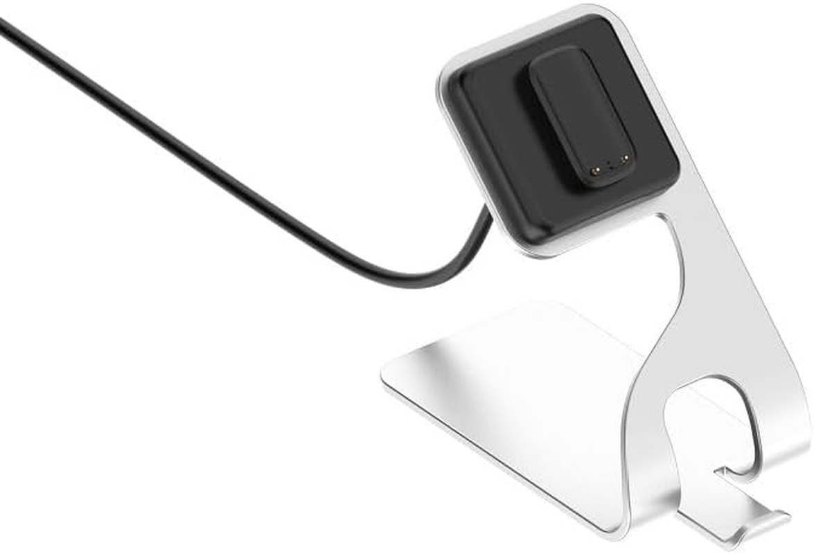 Metal Charger Stand Intended for Fitbit Charge 5 6/ Luxe Watch, Portable Watch Charger with USB Charging Cable Station for Charge 5/ Charge 6/ Luxe(Silver) image number 4