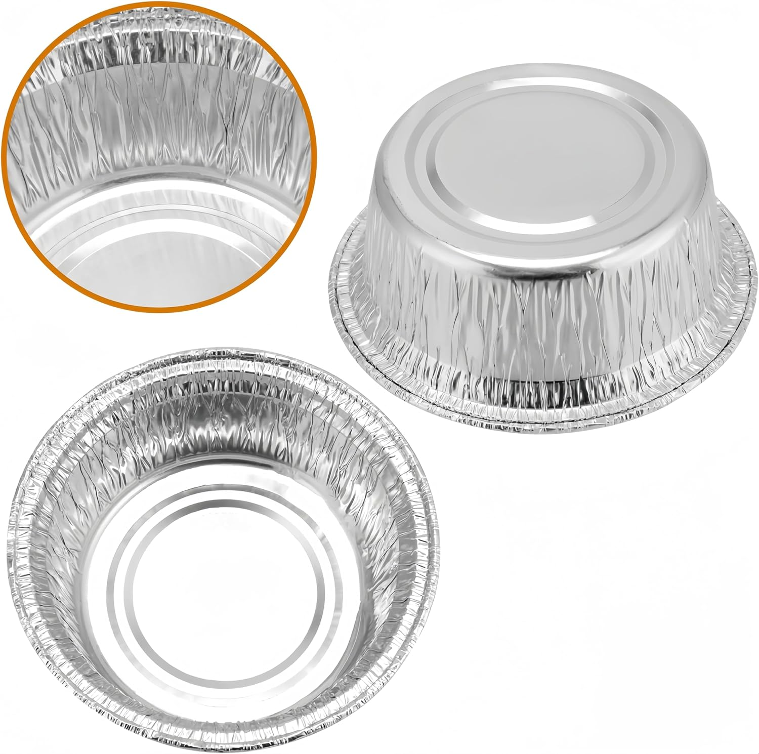 Aluminum Foil Baking Pie Pans 4.3Inch,125 Pcs Aluminum Pie Pans, round Cake Cup, Small Pie Tins for Baking Personal Mini Pies, Easily Stack,Store, Freeze, Reheat