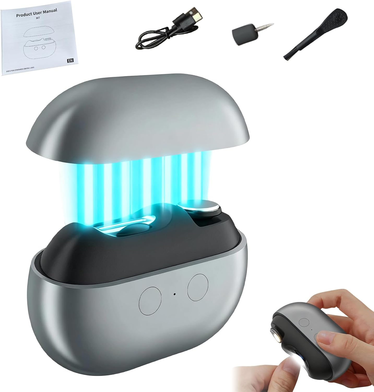 Easyclip Smart Nail Clipper, 3-In-1 Easy Clip Smart Nail Clipper, with LED Light, Nail Scraps Storage and Polishing, for Seniors, Kids(Gray)