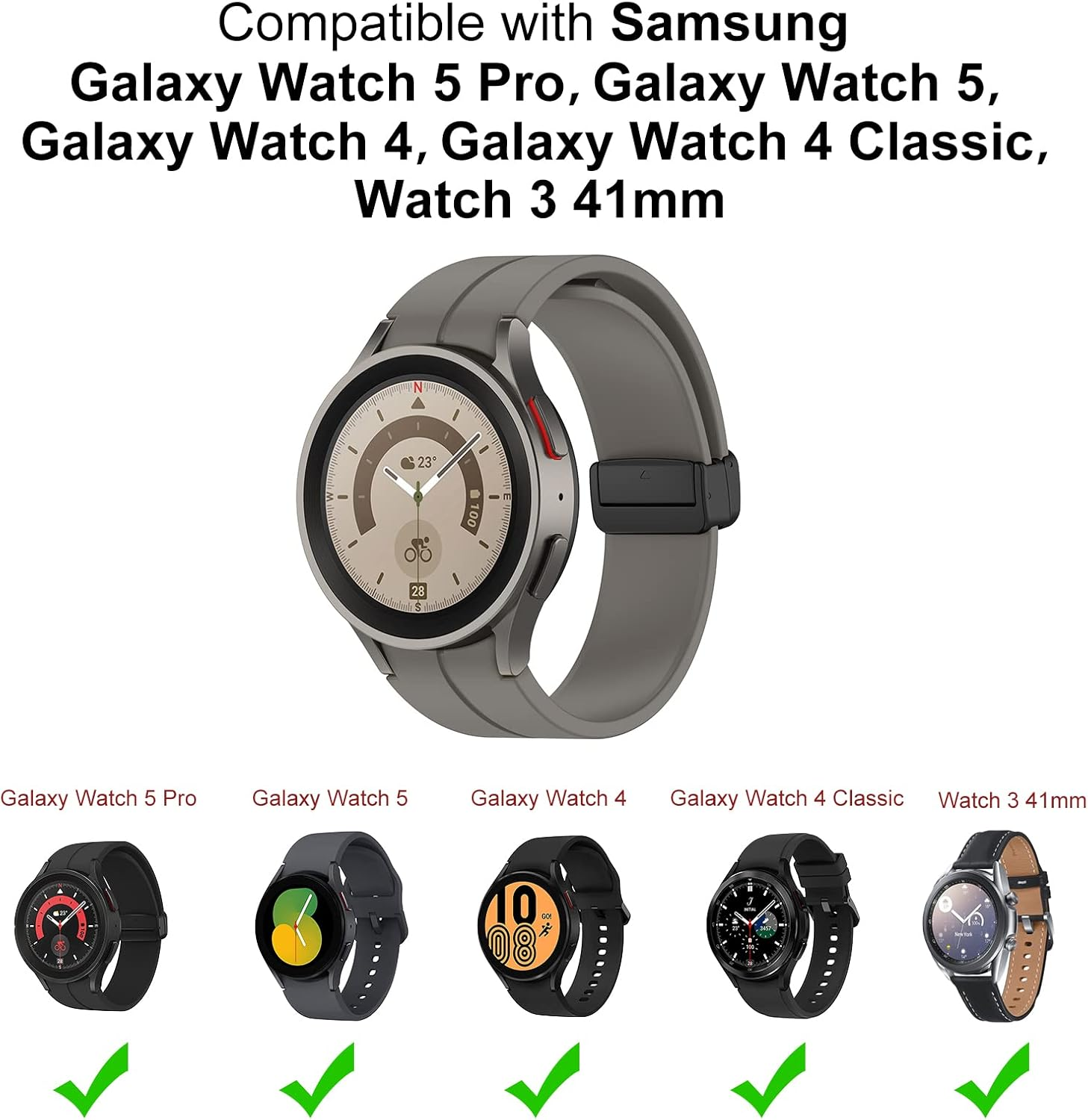 Reayou Magnetic Band for Samsung Galaxy Watch Fe,Watch 7/6/5/4(40/44Mm),6 Classic(43/47Mm),5 Pro(45Mm),4 Classic(42/46Mm),Soft Silicone Sport Bracelet Wristband Strap for Samsung Smartwatch image number 4