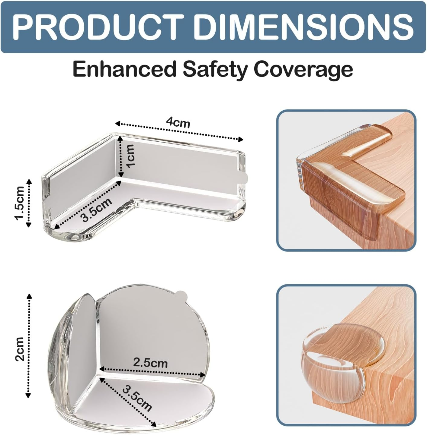 LAKE STORM Pack of 12 Table Corner Protectors for Kids, Clear and Flexible Furniture Corner Protectors Baby with Strong Adhesive, Odorless Non-Toxic Corner Guards Baby Proof, 2 Shapes image number 5